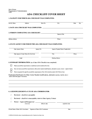 ADA Checklist for Existing Facilities PDF Kansas Department of  Form