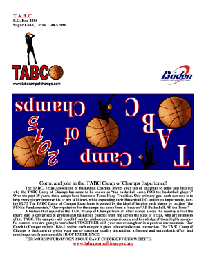 Tabc Basketball Camp Form