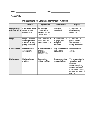 Rubric for Data Analysis Project  Form