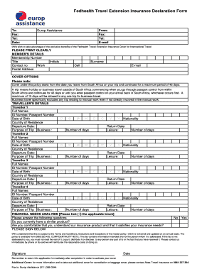 Fedhealth Travel Extension Insurance Declaration  Form