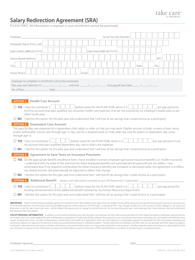 Salary Redirection Agreement  Form