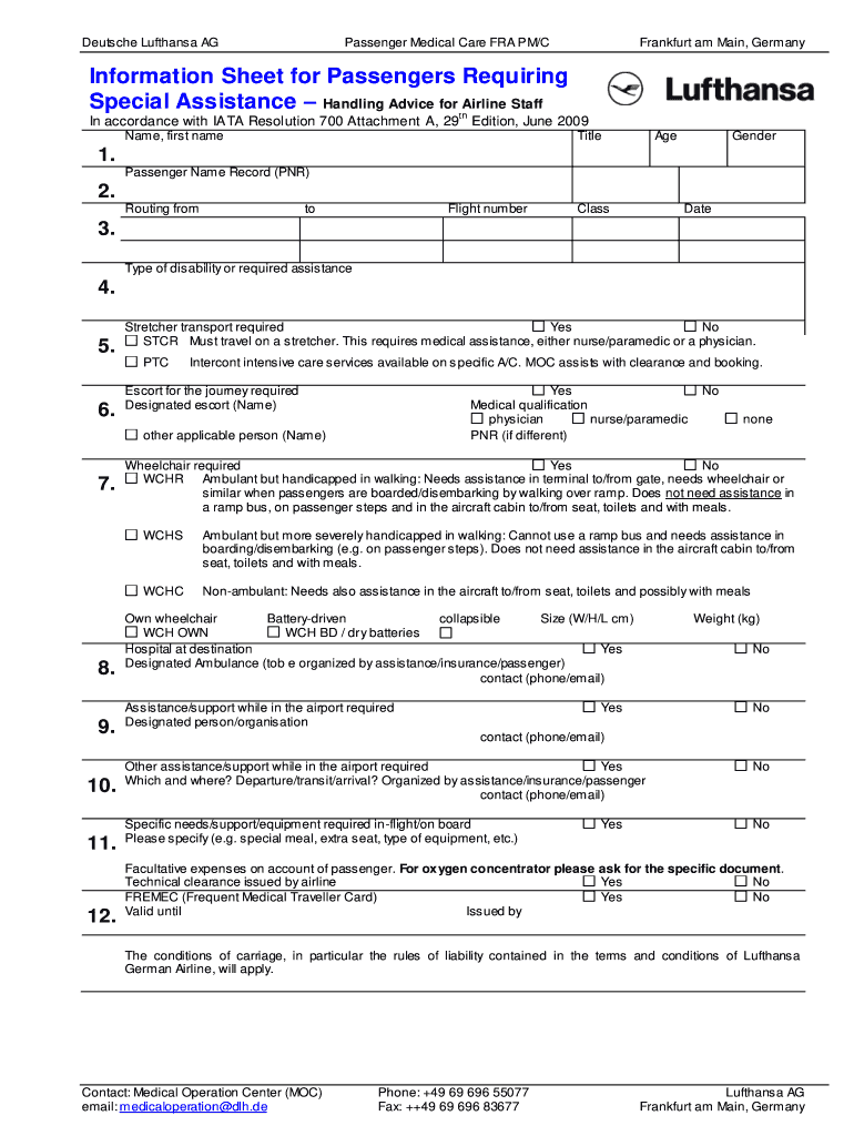 Medif Lufthansa  Form