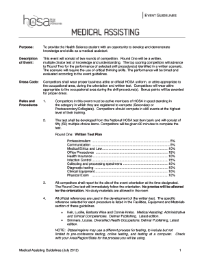 Medical Assisting Hosa  Form