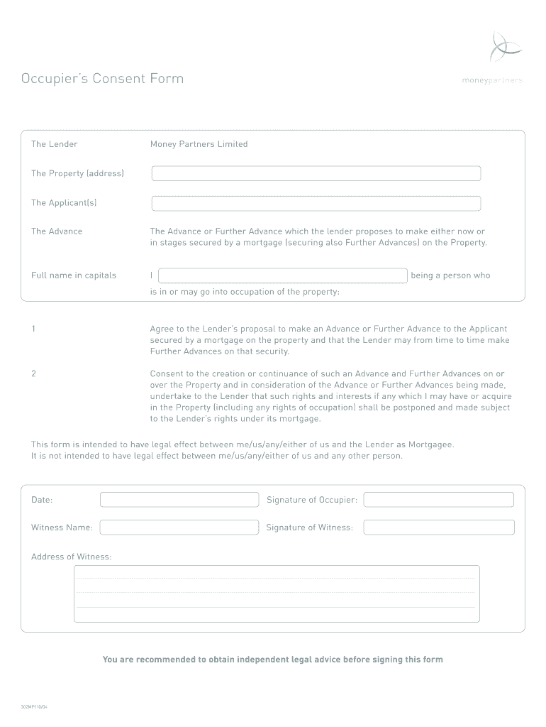  Occupiers Consent Form Uk 2004-2024