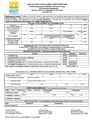  Broward County Birth Certificate 2009-2024