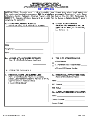 Form DH 1054, December Florida Department of Health