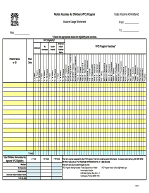 Vaccine Usage Worksheet  Form