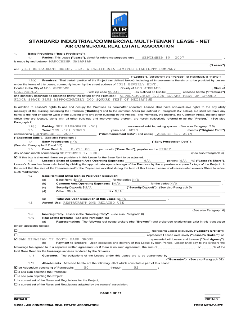 Standard Industrialcommercial Multi Tenant Lease  Mid City West    Midcitywest  Form