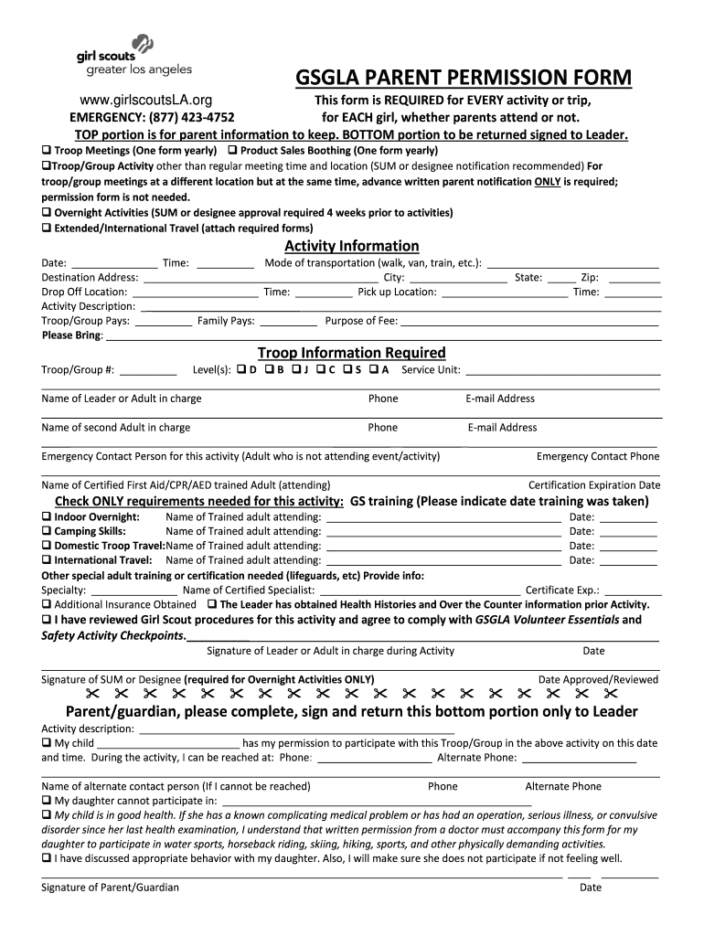 Gsgla Parent Permission  Form