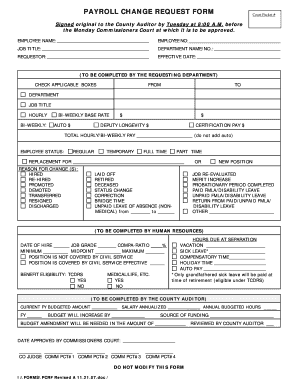 PAYROLL CHANGE REQUEST FORM Mctx