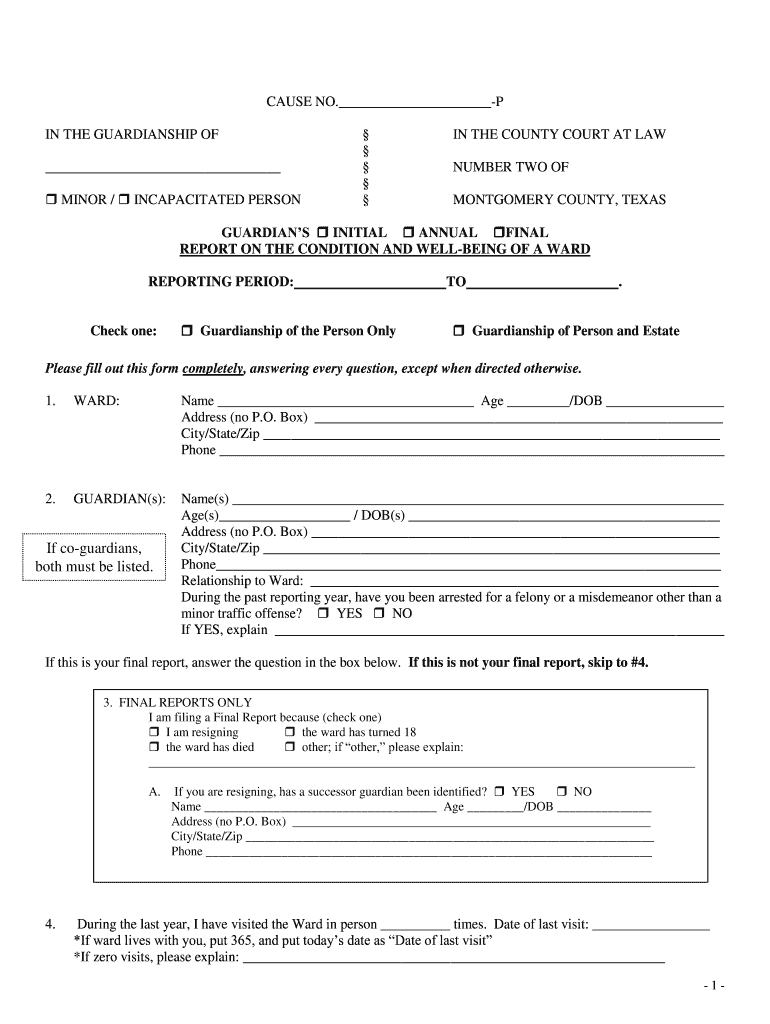 Sample Annual Report Form  Montgomery County  Mctx