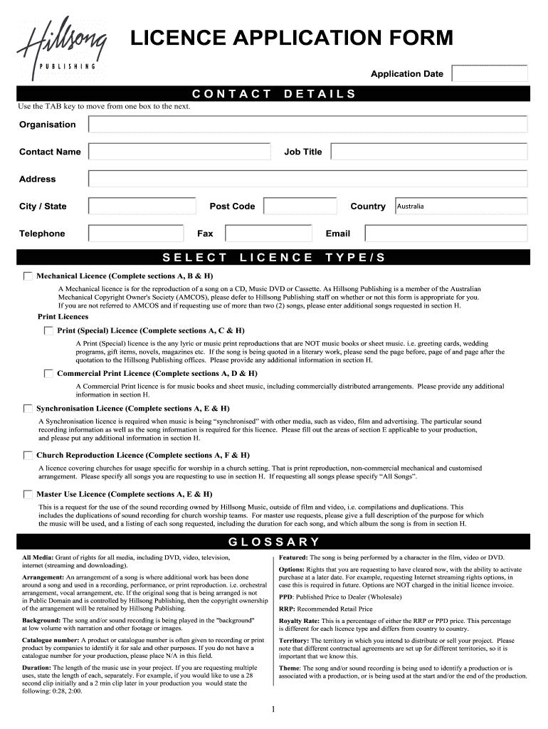 Application Australia  Form