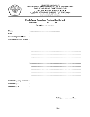 Form Pengajuan Pembimbing Skripsi Matematika UIN MALIKI