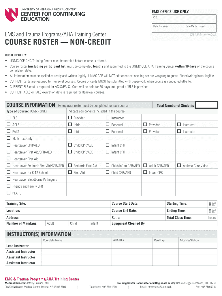  EMS & Trauma InstructorsCenter for Continuing UNMC 2019-2024