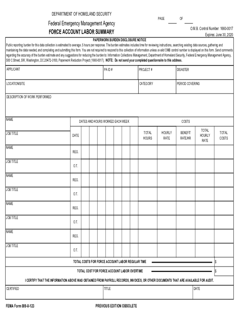 Fema Force Labor  Form