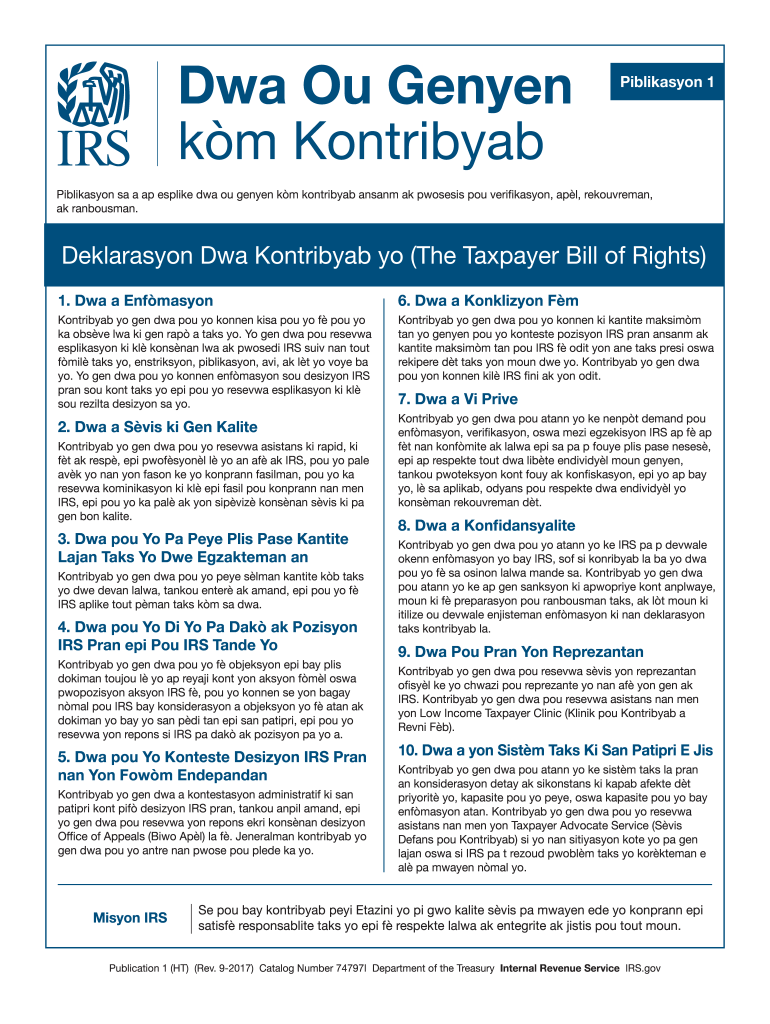 Piblikasyon 1, Dwa Ou Genyen Km Kontribyab PDF IRS  Form