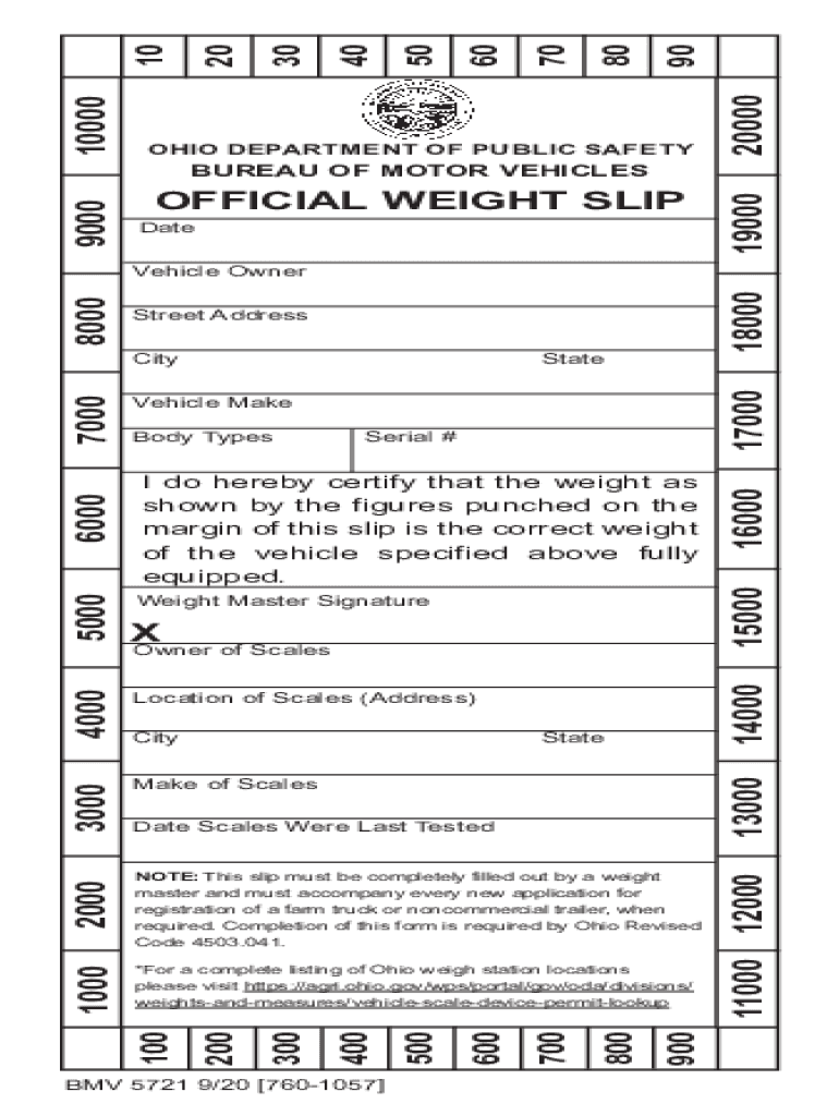  OFFICIAL WEIGHT SLIP X 2020-2024