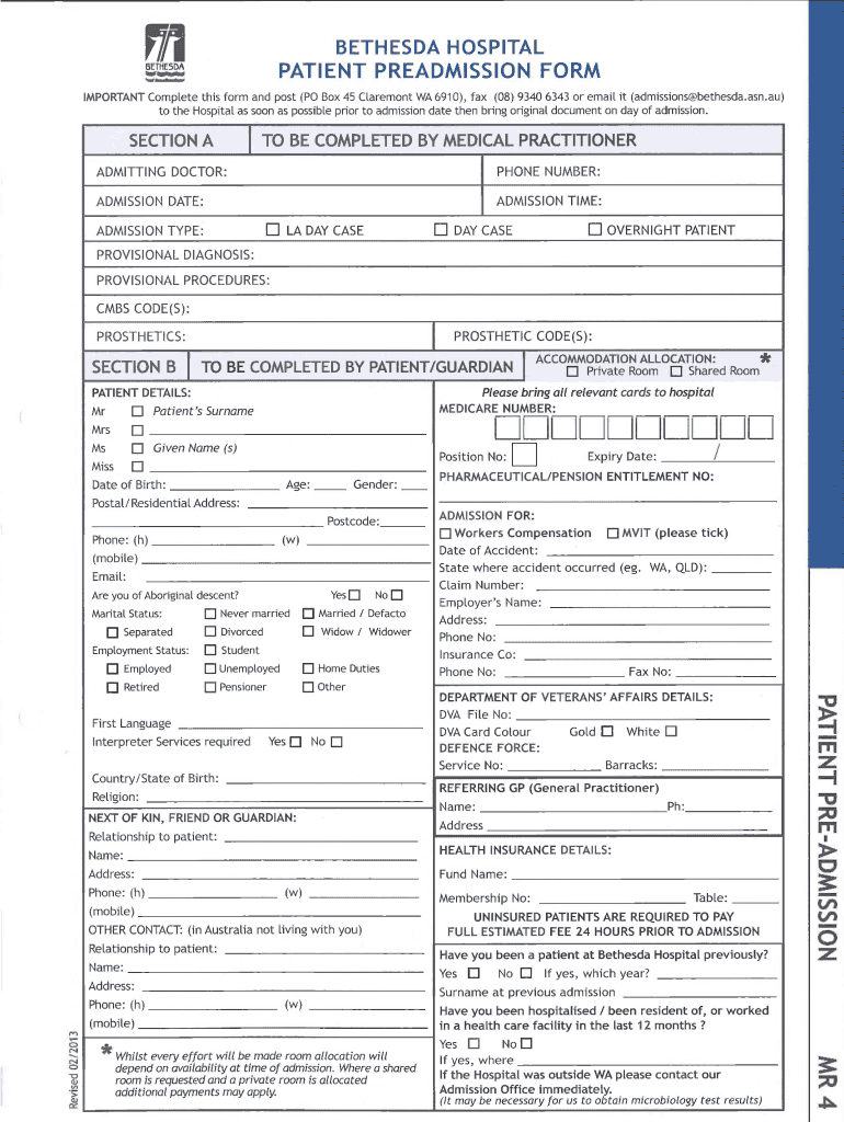  Bethesda Hospital Admissions 2013-2024