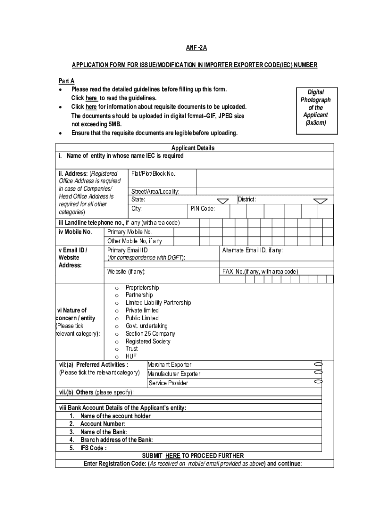  ANF 2A APPLICATION FORM for ISSUEMODIFICATION in 2018-2024