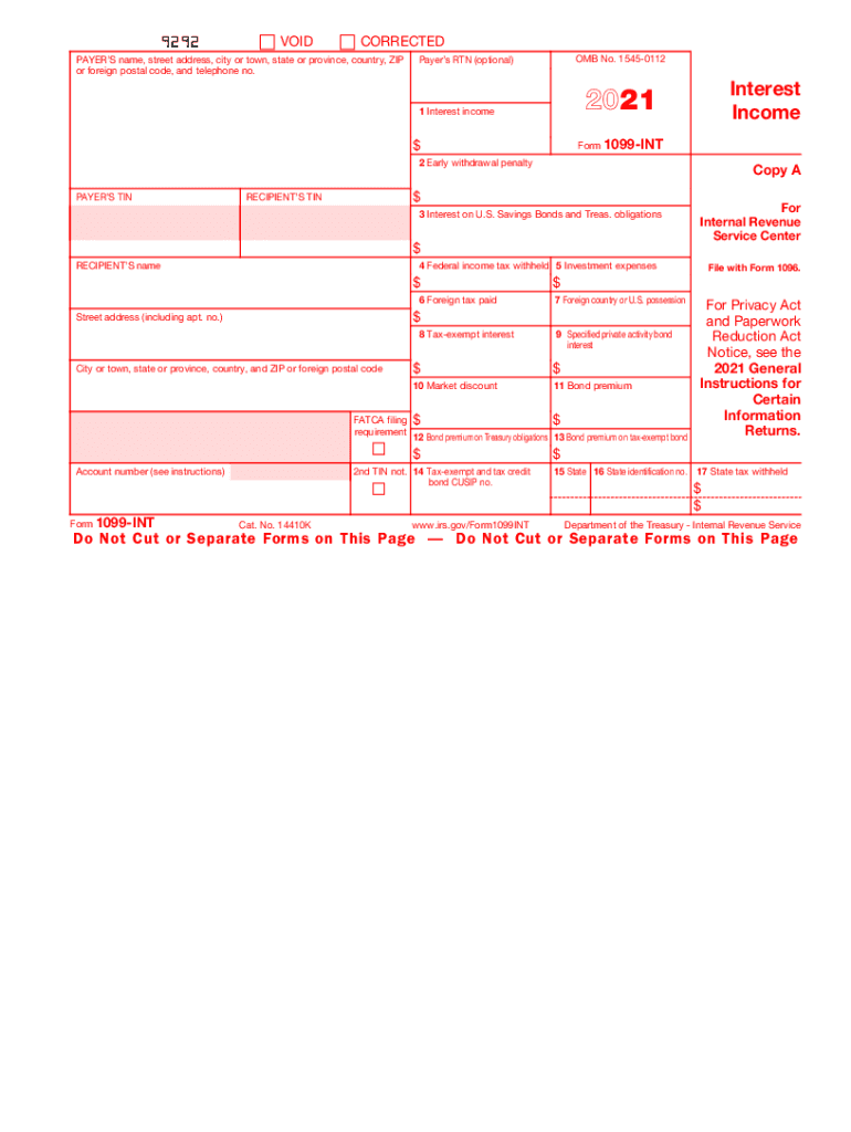 1099 Int 20212024 Form Fill Out and Sign Printable PDF Template