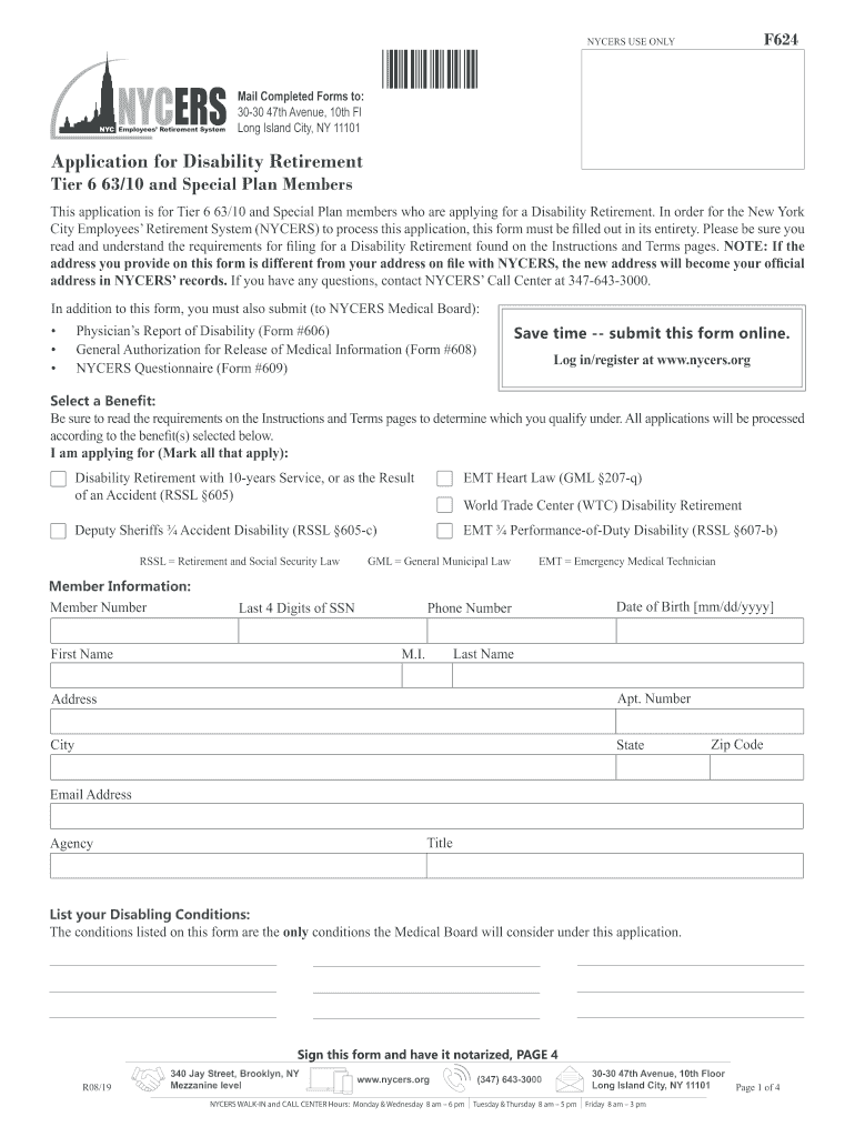  Application for Disability Retirement Tier 6 6310 and Special 2019