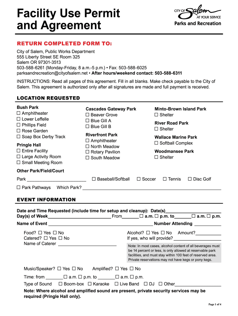 Facility Use Permit  Form