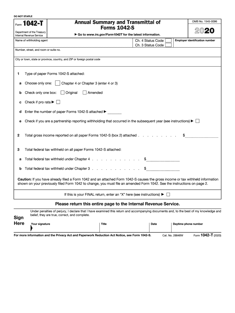 About Form 1042 T, Annual Summary and Transmittal of IRS