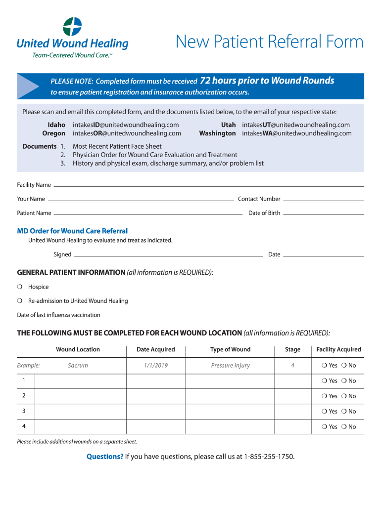 New Patient Referral Form United Wound Healing