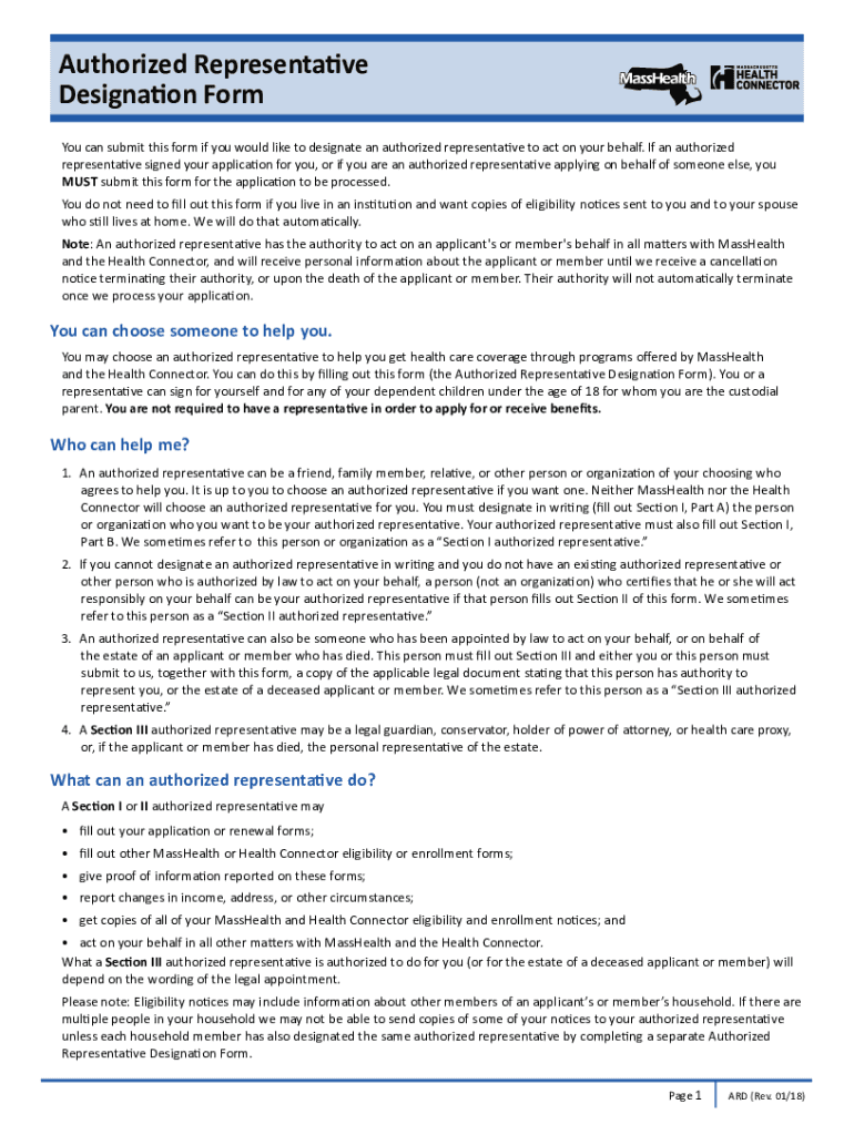 Authorized Representative Designation Form