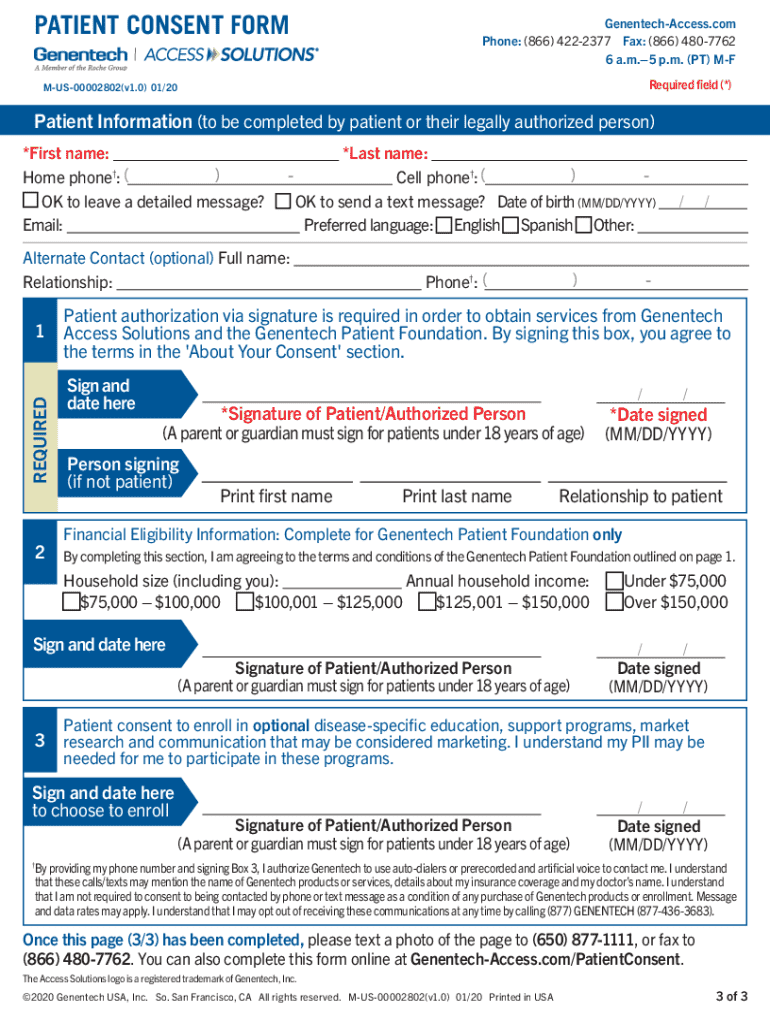 Genentech Patient Consent Form