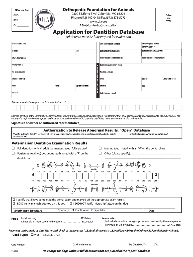  Application Forms Orthopedic Foundation for Animals 2020-2024