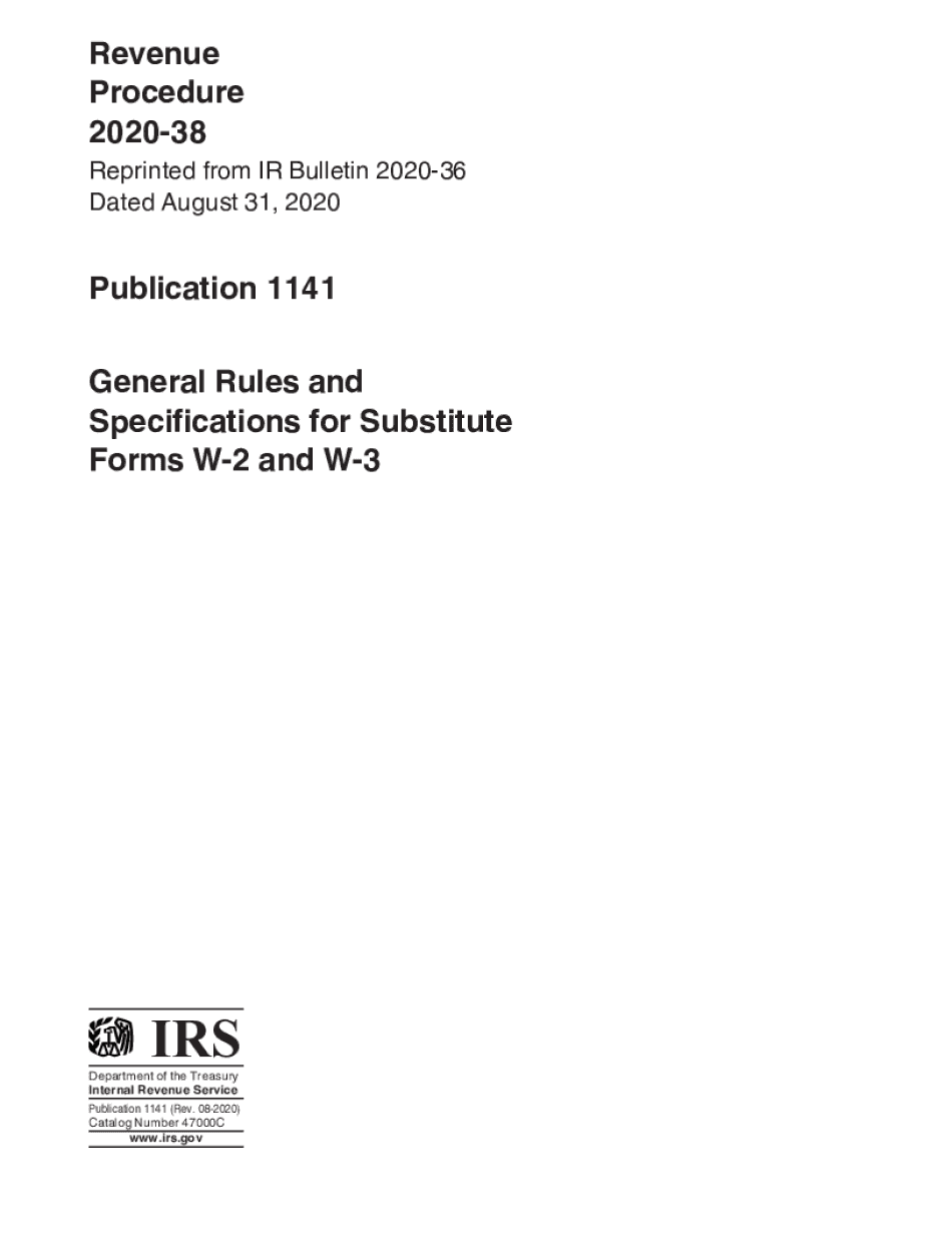  Publication 1141 Rev August General Rules and Specifications for Substitute Forms W 2 and W 3 2020