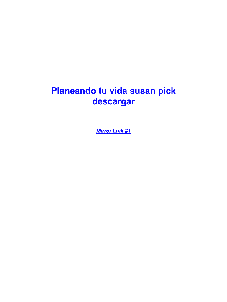 Planeando Tu Vida Susan Pick PDF  Form