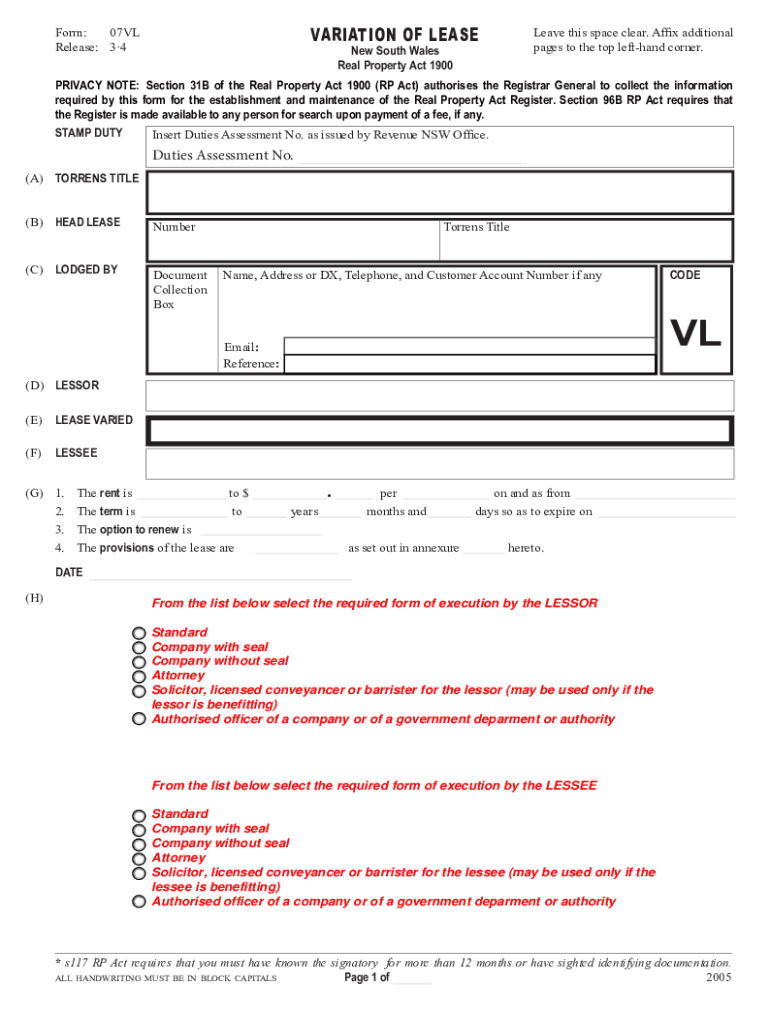 New South Wales Lease  Form