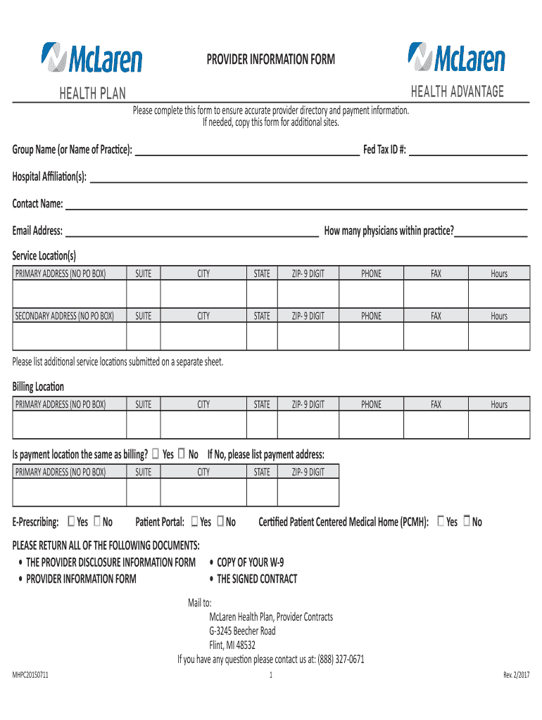  Please Complete This Form to Ensure Accurate Provider Directory and Payment Information 2017-2024