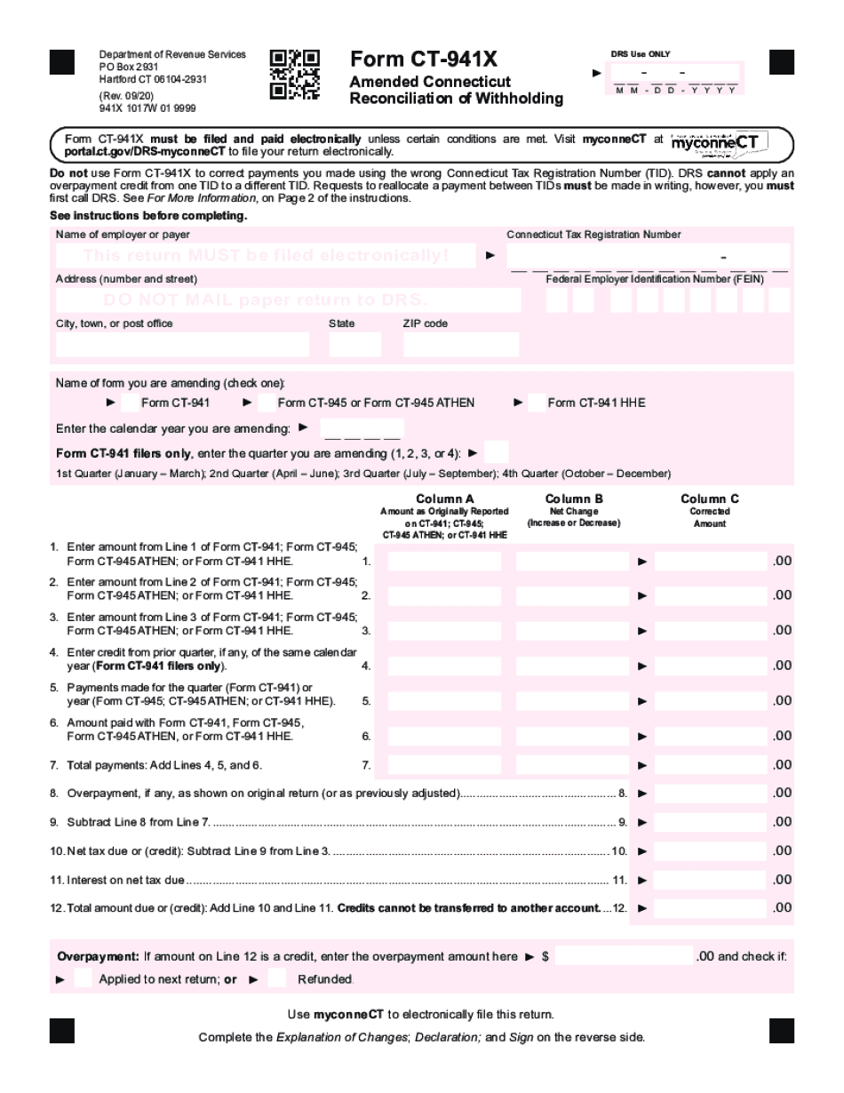 Form CT941X Must Be Filed and Paid Electronically unless Certain Conditions Are Met 2020
