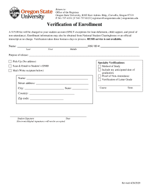  Verification Enrollment Request Form 2020