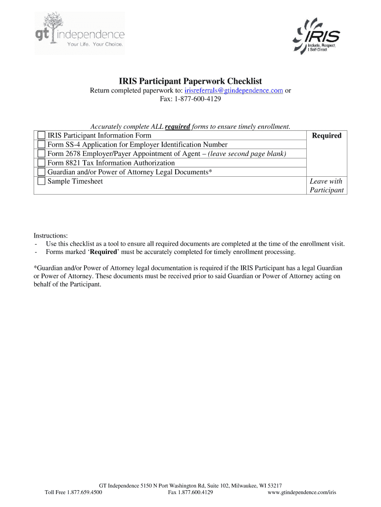 Iris Participant  Form