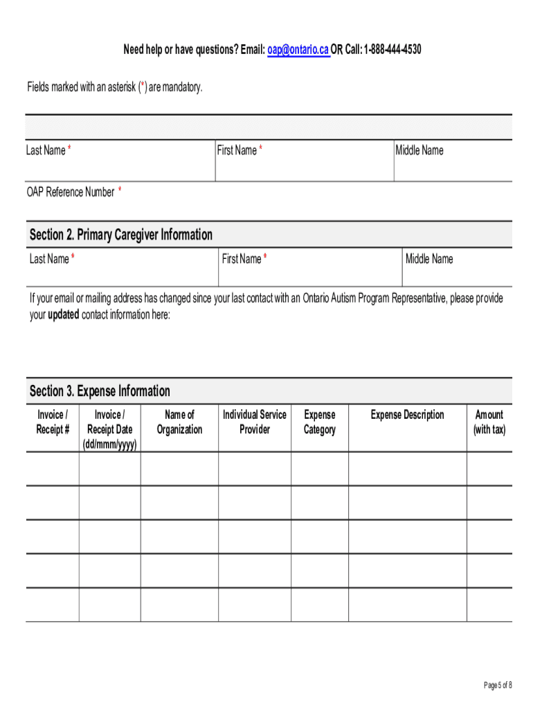 Ontario Autism Program Registration Form