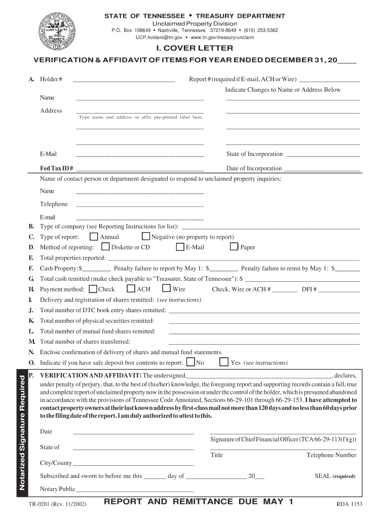 Claim Form for Unclaimed Property