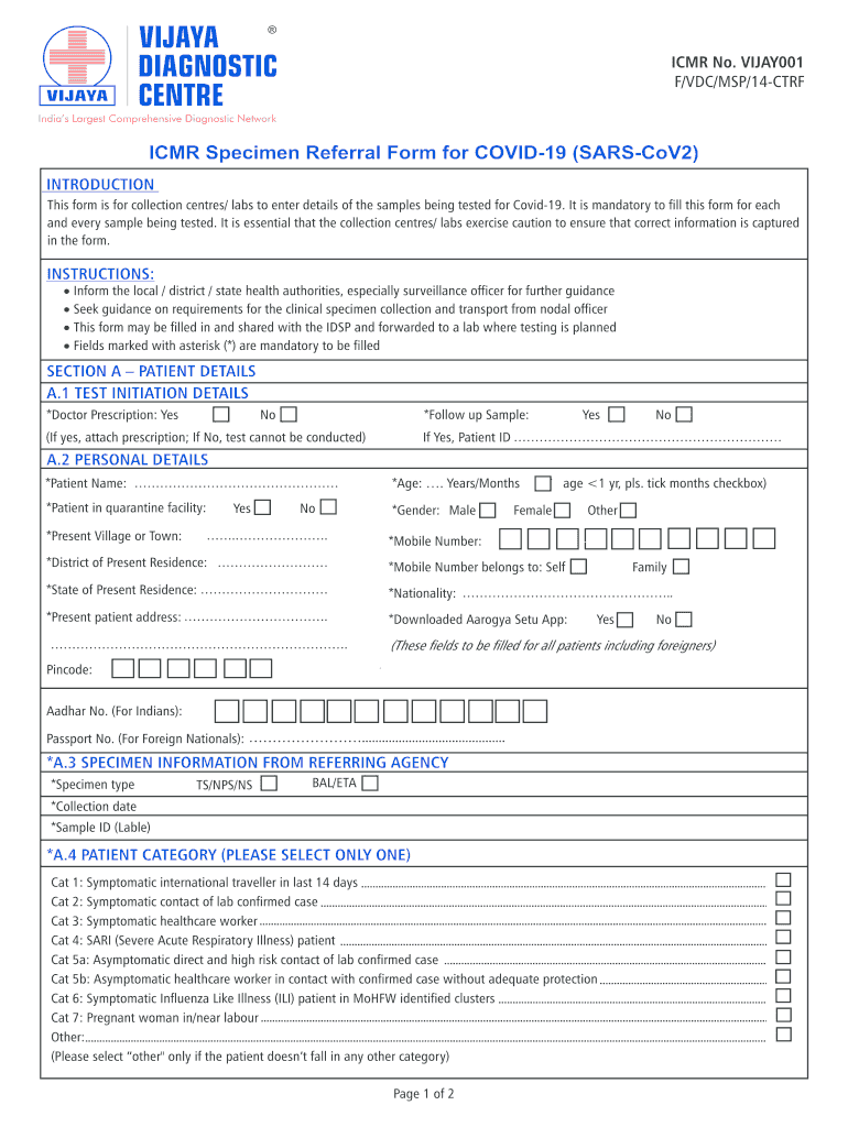 Icmr Covid Form