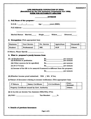 Lic Suitability Form