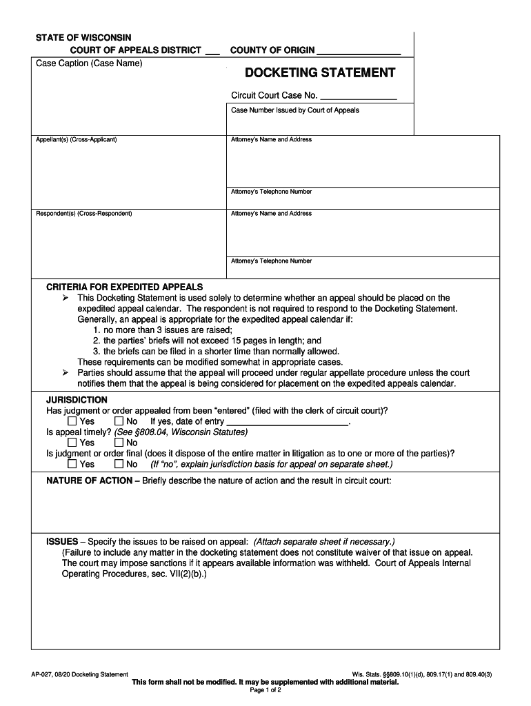  Court of Appeals Opinions Wisconsin Court System 2020