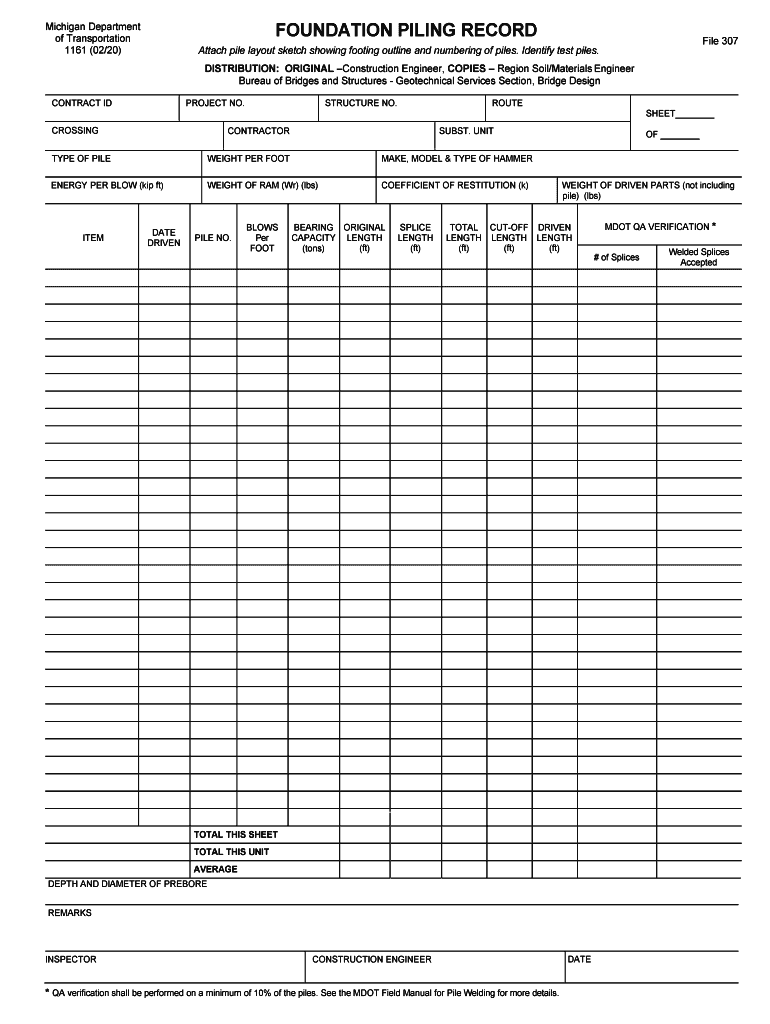  Piling Record Form 2020-2024