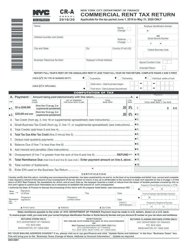  CR a 20 Commercial Rent Tax Annual Return 2020