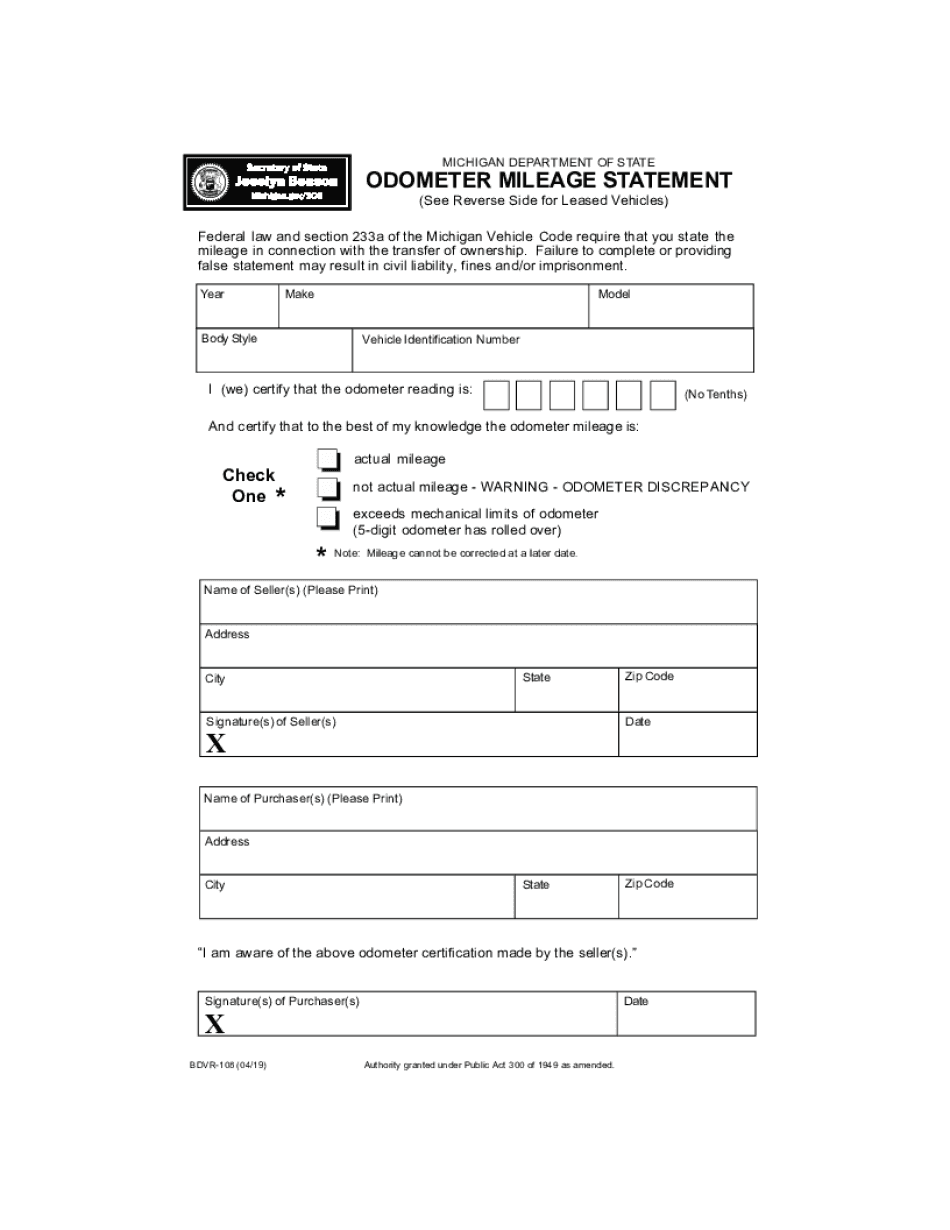  Download Michigan Bill of Sale Forms and Templates 2019