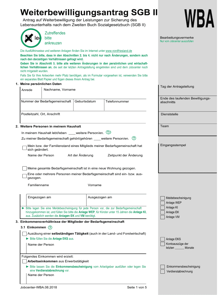 Alg II Weiterbewilligungsantrag Antrag Auf Weiterbewilligung Der Leistungen Zur Sicherung Des Lebensunterhalts Nach Dem Zweiten   Form