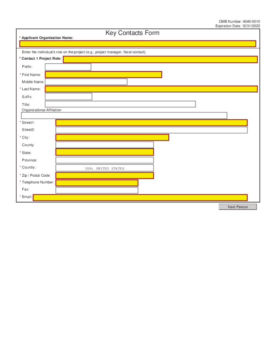 Key Contacts Form