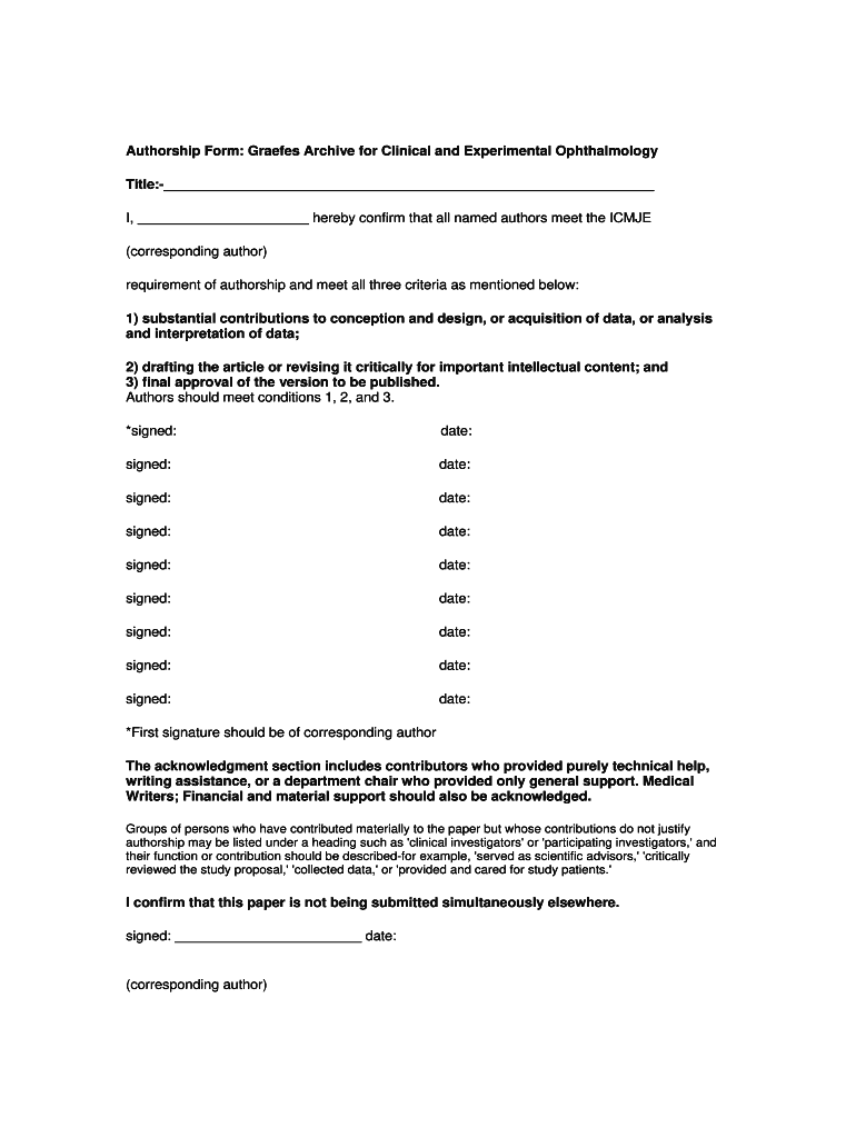 Graefe&#039;s Archive for Clinical and Experimental Ophthalmology  Form