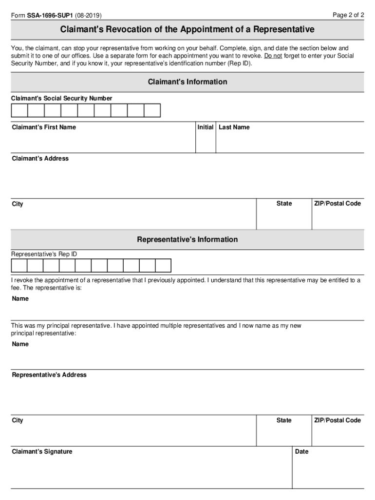 Form SSA 1696 SUP1 08